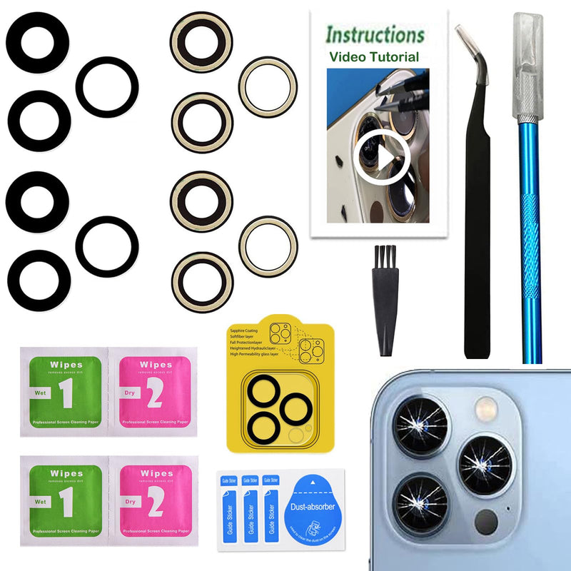 for iPhone 13 Pro and iPhone 13 Pro Max Camera Lens Replacement,2 Sets OEM Original Camera Glass Lens for iPhone 13 Pro/iPhone 13 Pro Max with Pre-Installed Adhesive+Repair Tools for iphone 13 pro/13 pro max