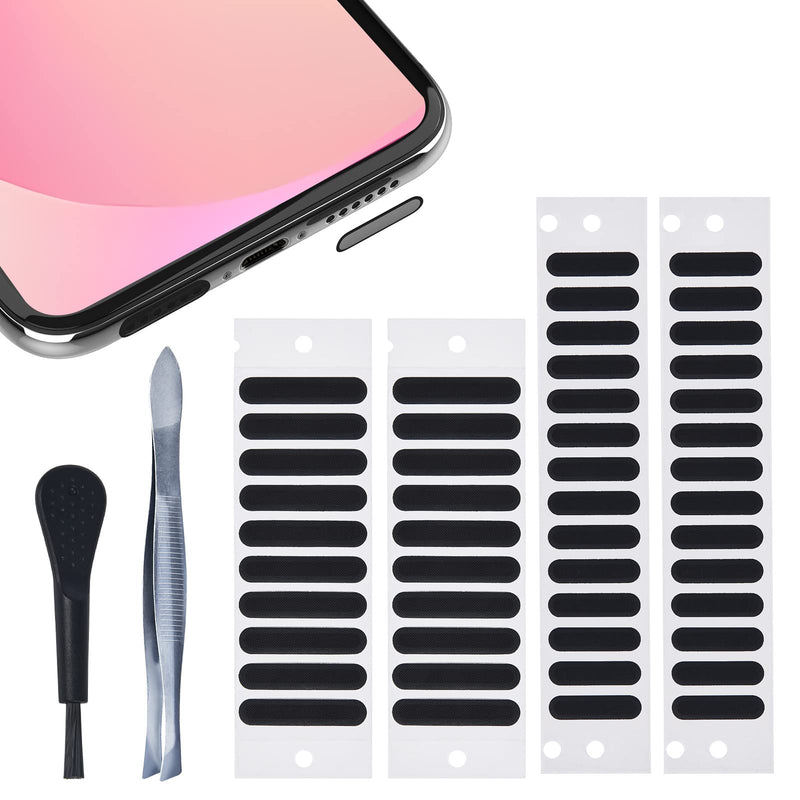 48PCS Universal Phone Speaker Dust Protector Cover Mesh Stickers Compatible with iPhone 15 Pro Max, iPhone 14, 13, 12, Samsung Galaxy S23-S20, Included Cleaning Brush & Tweezer