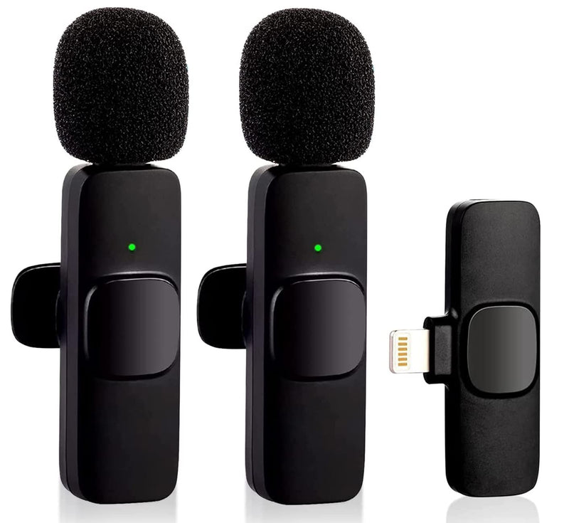 [AUSTRALIA] - Wireless Microphone for iPhone iPad, Plug-Play Wireless Lavalier Mic with 2 Microphone for Phone Video Recording, Interview, Vlog, Auto Sync and Noise Reduction 