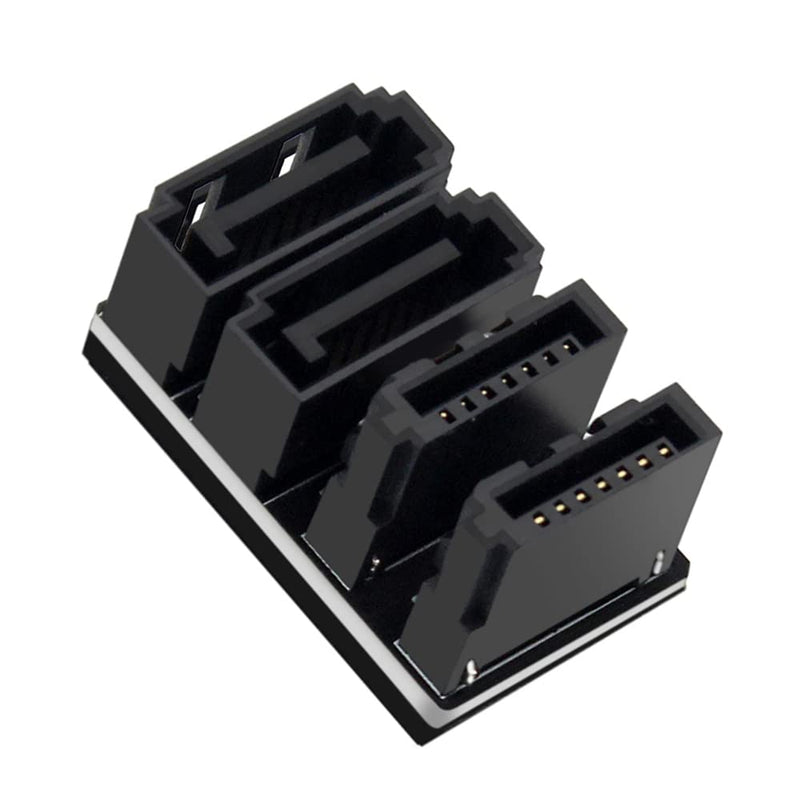 NFHK Dual SATA 7Pin Female to 7Pin Male 360 Degree Angled Adapter Low Profile for Desktops SSD HDD Mainboard Motherboard Dual SATA 360 Angled