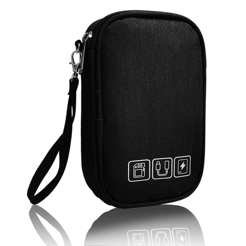 Electronic Organizer Bag Cable Organizer Travel Cord Organizer Case Pouch Portable Carrying Case for Charger Hard Drive Earphone USB SD Card (Black) Black