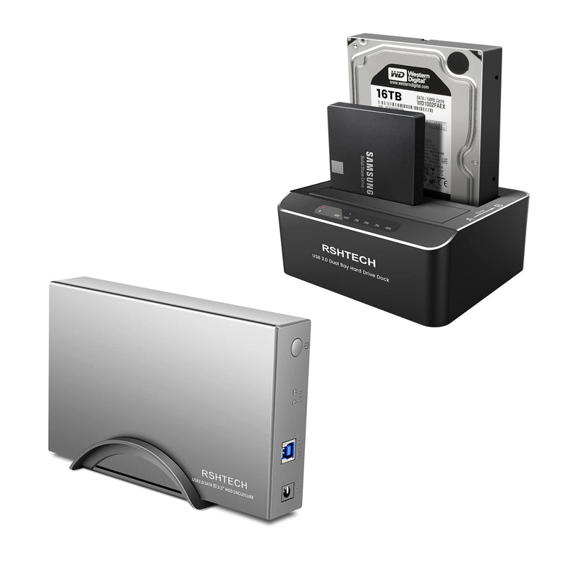 Aluminum 3.5inch USB 3.0 to SATA External Hard Drive Enclosure+SATA Dual Bay Hard Drive Docking Station