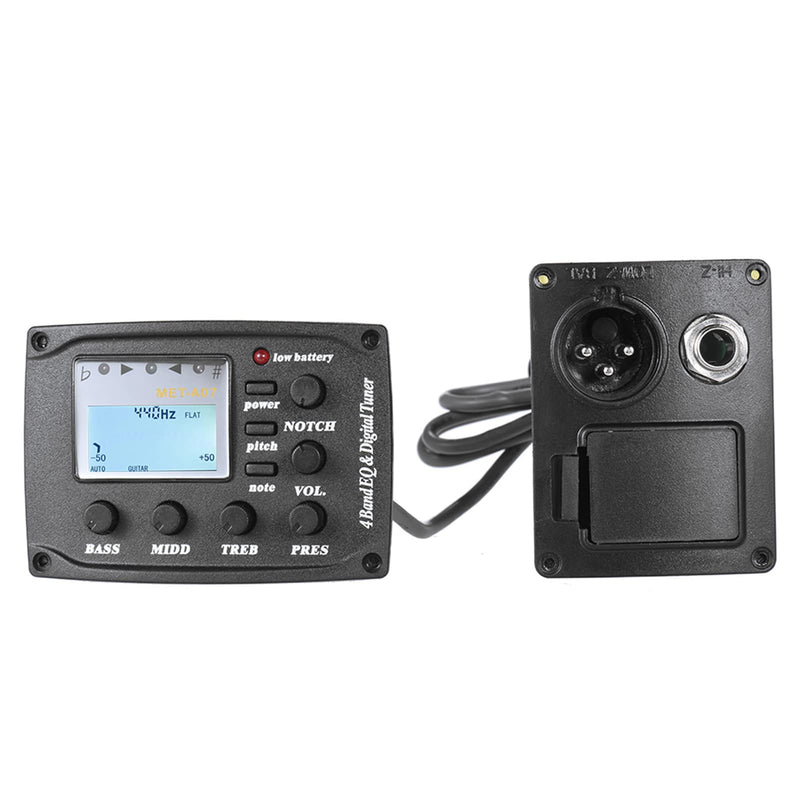 Acoustic Guitar 4-Band EQ Equalizer Tone and Volume Amplifier Preamp Piezo Pickup 6.35mm XLR with Pitch Note Notch Function Clear LCD Display