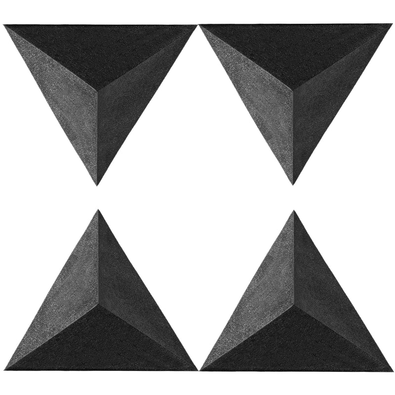 4 Pack Bass Traps for Ceiling Corner 16.5" Triangle 12" Depth Triangular Pyramid Acoustic Foam Bass Trap Sound Proofing for Home Studio Booth Low to High Frequency Sound Absorption Foam Triangular Pyramid Bass Traps