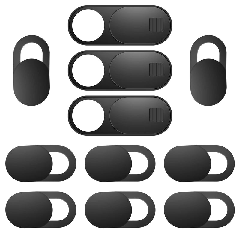 Webcam Cover, 11 Pack Laptop Camera Cover Slide, Phone Camera Cover, Ultra Thin Webcam Cover Slide Compatible with MacBook, Laptop, iMac, Desktop, PC, iPad, iPhone, Cell Phone Black (Small 8 Pcs+Large 3 Pcs)