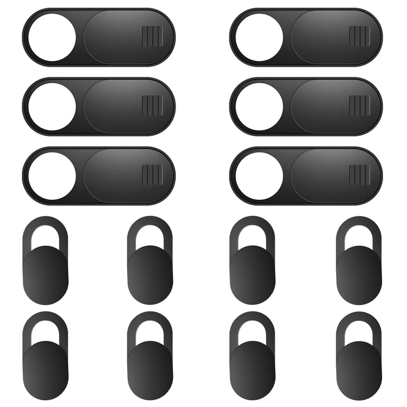 Webcam Cover Slide, 14 Pack Webcam Cover, Ultra-Thin Camera Cover for Laptop, Desktop, PC, MacBook, iPad, Tablet, iPhone, Cell Phone, Laptop Camera Cover Slide to Protect Your Privacy(Black) Black (Small 8 Pcs+Large 6 Pcs)
