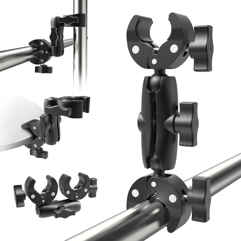 [AUSTRALIA] - Double Mount Clamp Bracket Monitor Magic Socket Arm for Desk Photo Studio Light Stand, Photography Reflector, Flag Holder Mount, Cross Bars, Umbrella, Pole Stick Shoot Accessories Tools 