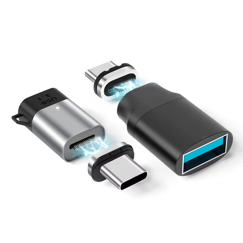 USB C Magnetic Adapter Straight 100W + USB C to USB Adapter Magnetic C Connector Support Data Transfer Compatible with MacBook Pro/Air/ Type C Devices