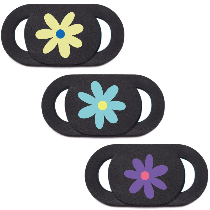 Laptop Camera Cover Slide Webcam Cover for Privacy Fits for Mini PC, PC, Surface, Tablet, Desktop Computer, Smart phone - 3 Packs, Flower