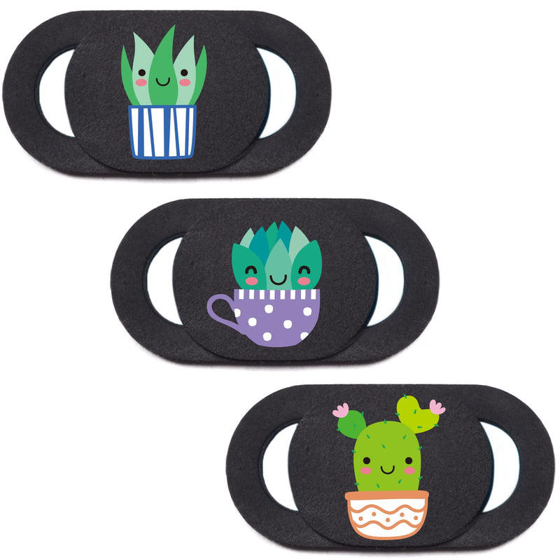 Laptop Camera Cover Slide Webcam Cover for Privacy Fits for Mini PC, PC, Surface, Tablet, Desktop Computer, Smart Phone - 3 Packs, Plants