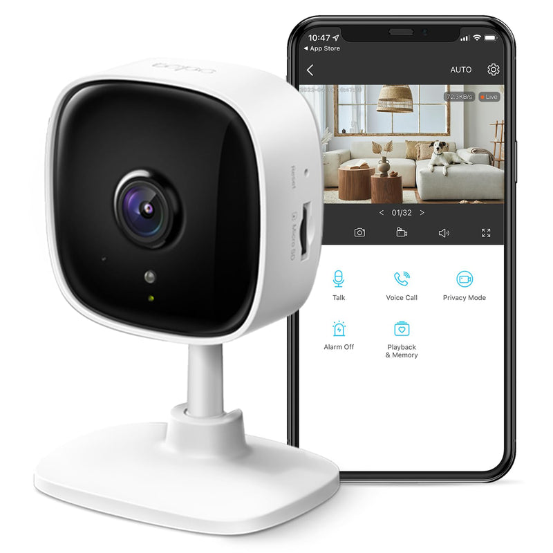TP-Link Tapo 2K Indoor Security Camera for Baby Monitor, Dog Camera w/ Motion Detection, 2-Way Audio Siren, Night Vision, Cloud & SD Card Storage(Up to 512 GB), Works w/ Alexa & Google Home(Tapo C110) White 1-Pack