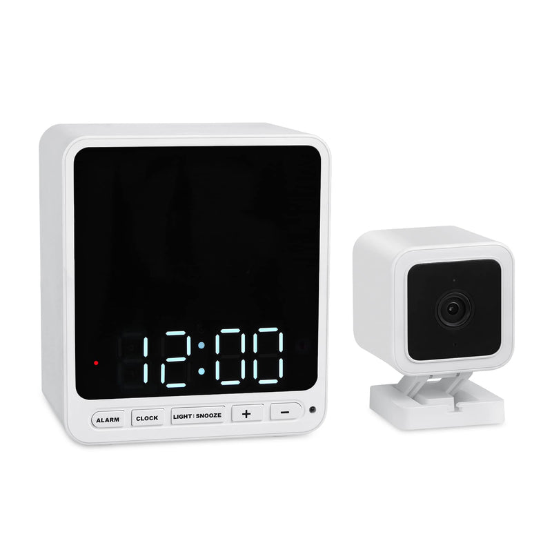 Wasserstein Alarm Clock Camera Case - Compatible with Wyze Cam V4/V3/V3 Pro/OG - Cover for Low-Key Camera Placement (White) (Camera NOT Included) for Wyze Cam