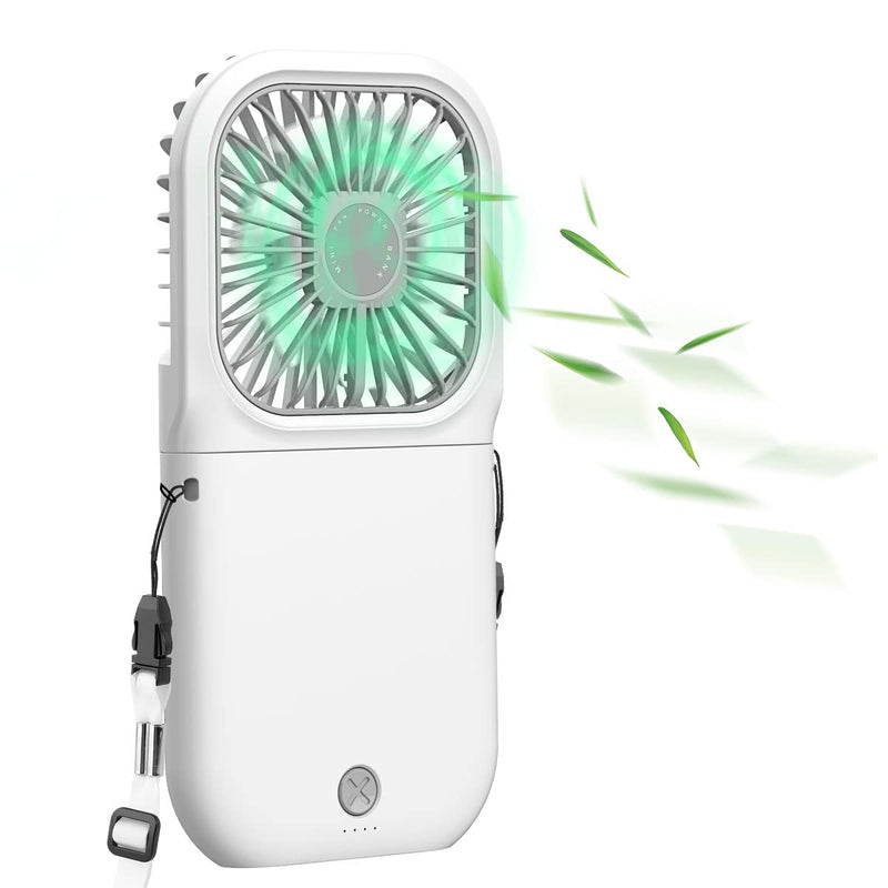 AICase Handheld Portable Mini Fan Small Battery Operated Fan 6 in 1 Personal Fan 3000 mAh USB Rechargeable,3 Speed Adjustable,Neck lanyard for Office Outdoor Travel Neck lanyard white