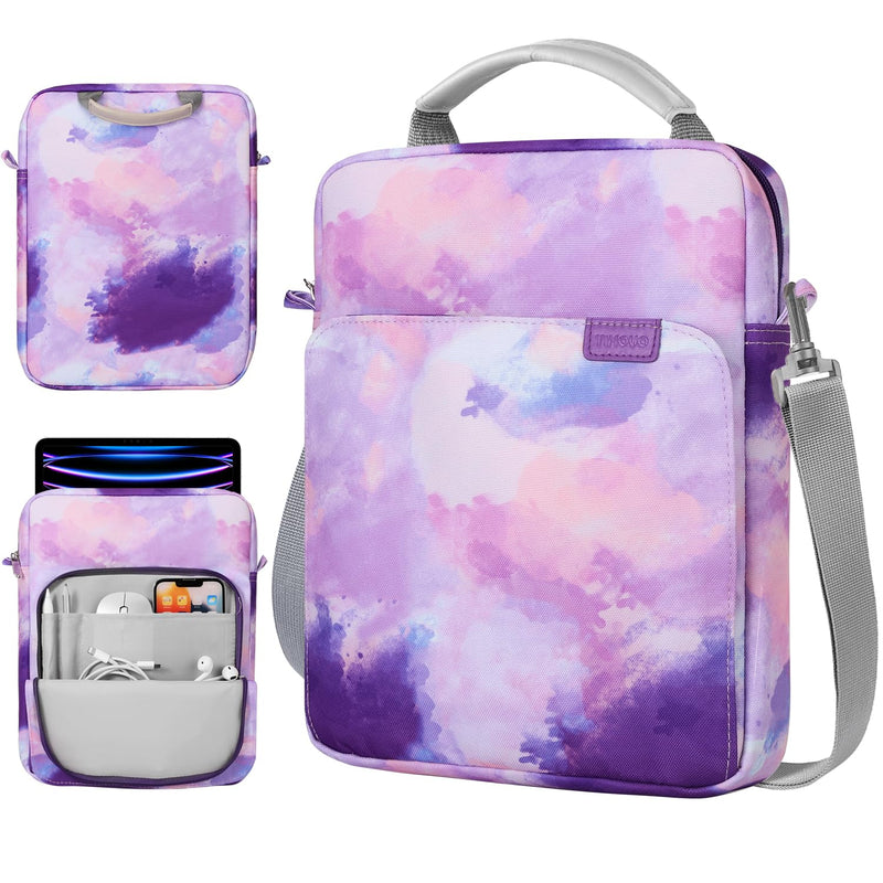 TiMOVO Tablet Case with Shoulder Strap Compatible with iPad, iPad Air, iPad Pro, Galaxy Tab S9 2023, Galaxy Tab A8 10.5 9-11 Watercolor Purple