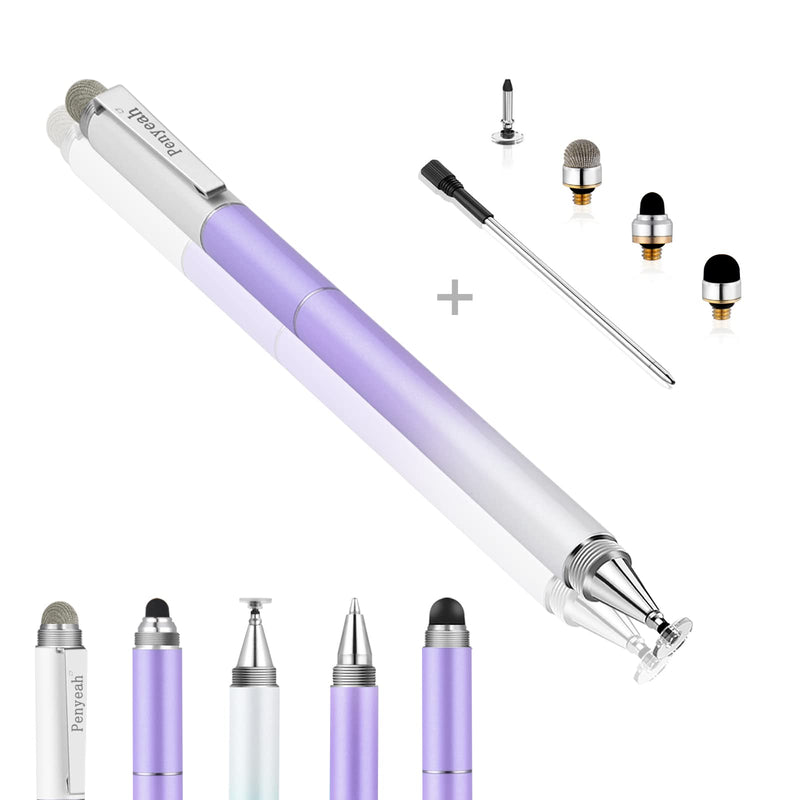 Penyeah Stylus Pen for iPad/iPhone/Android (4 in 1),Universal Touch Screen Disc Tip/Mesh & Rubber Tip Stylist Pen for All Capacitive Phones/Tablets/Laptops-Dream Purple Dream Purple