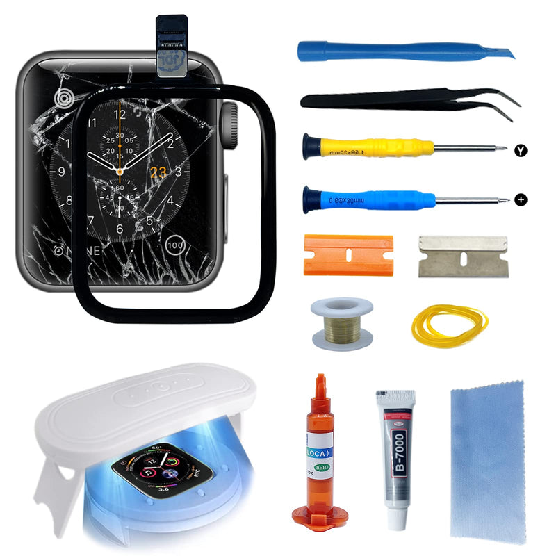 Compatible with Apple Watch Series 5 SE/SE2 Screen Replacement 44mm Front Glass Cover Lens LED Touch Digitizer Repair Kit with Tools and Instructions (No LCD Screen) S5/SE/SE2