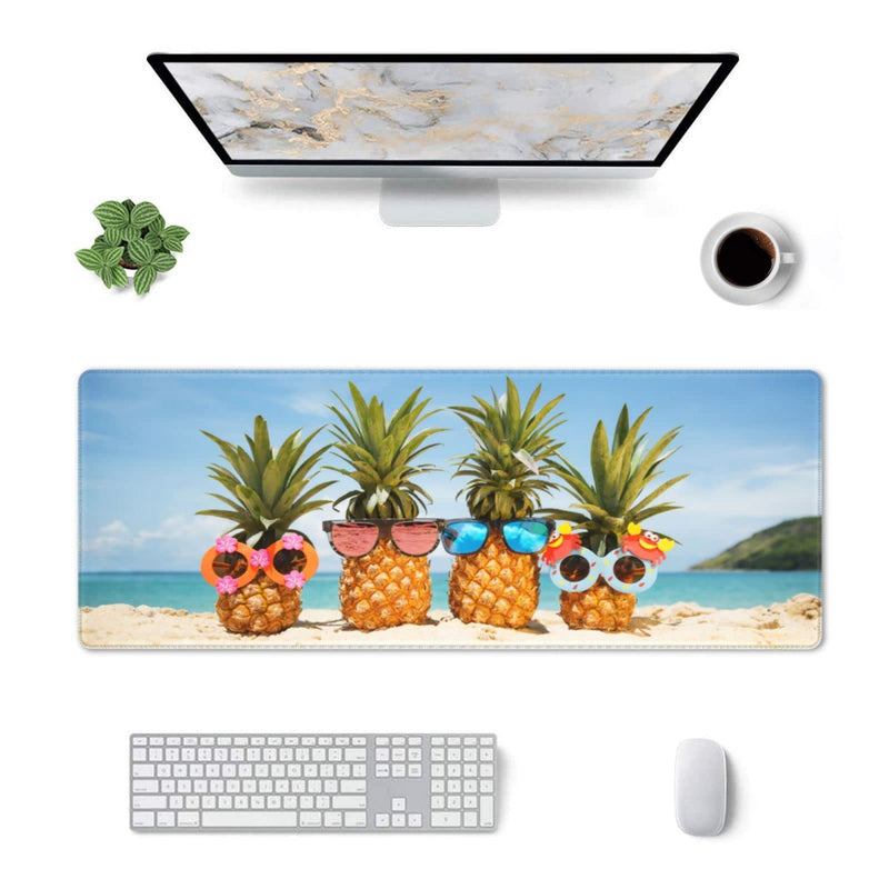 Pineapple Mouse Pad Stitched Edge XL Large Mousepad 31.5" X 12" Rubber Base Non Slip Desk Mat for Laptop Pc Computer Gaming Pineapple