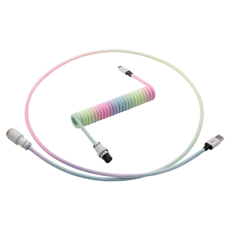 CableMod Pro Coiled Keyboard Cable (Pastel Rainbow, USB A to USB Type C, 150cm) Pro Coiled Pastel Rainbow