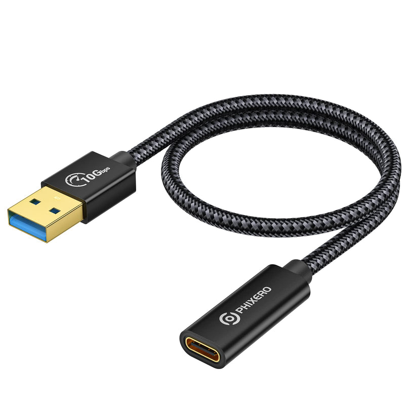 [10Gbps] USB C Female to USB Male Adapter 3.1 Gen 2 (1 Ft), PHIXERO 3A Fast Charging USB A to USB C Adapter with 10Gbps Data Transfer and Charging for Laptop, PC, Flash Disk, Quest Link, Charger 1ft