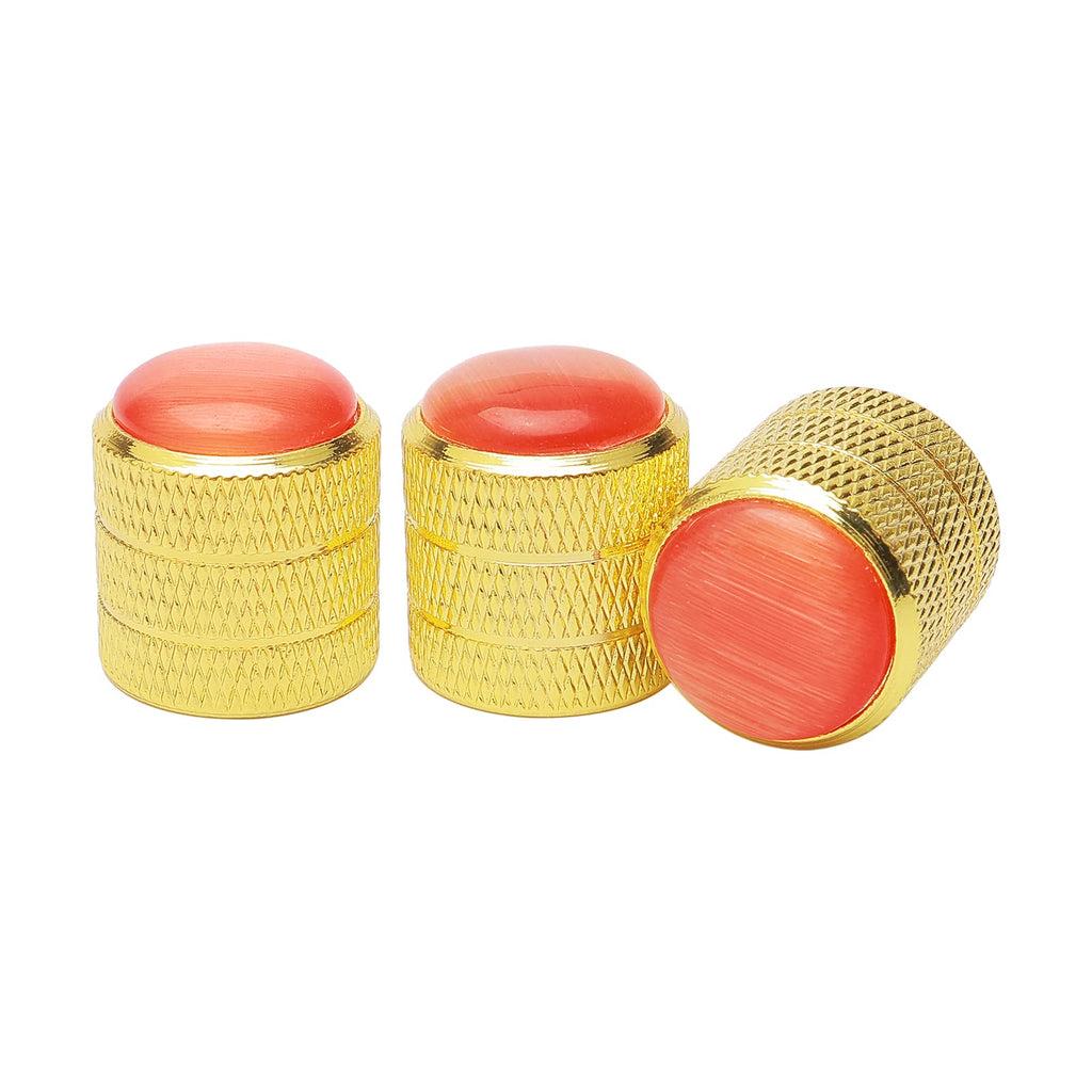 3PCS Gold Metal Guitar Speed Control Knobs Volume Tone Control Knobs with Red Dome for 6mm Shaft Pots