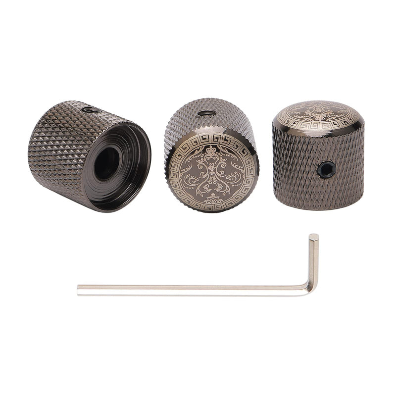 3PCS Classical Guitar Knobs Vintage-Inspired Engraved Metal Volume Tone Knobs for 6mm Shaft Pots Guitar