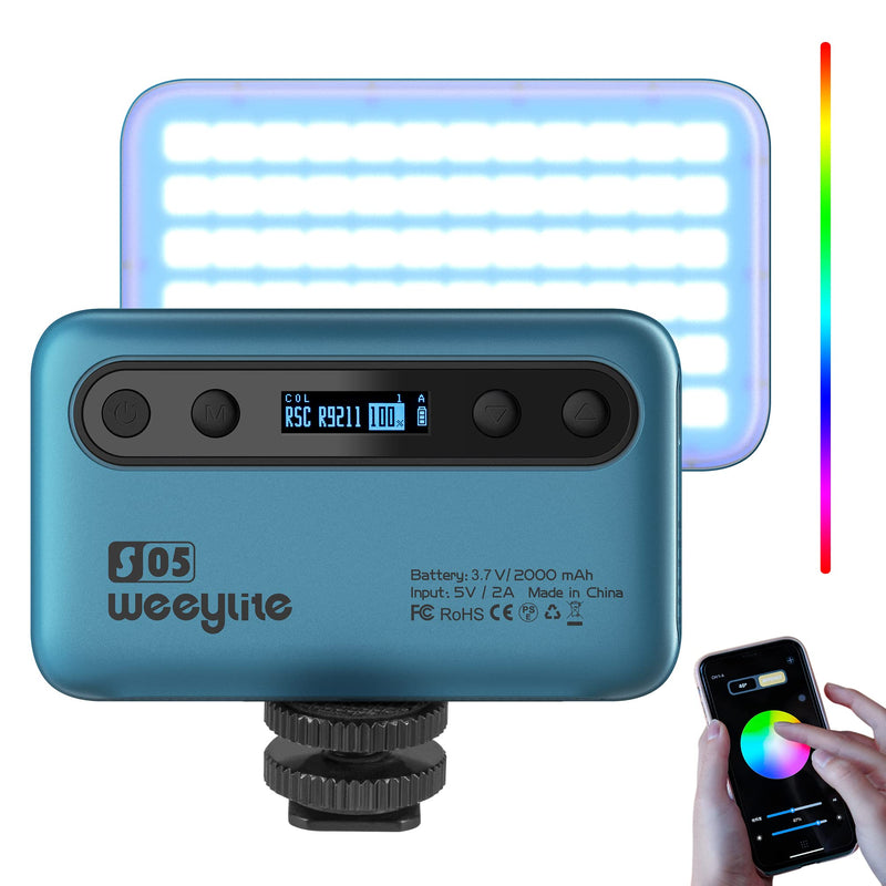 Portable RGB LED Photography Light Panel, APP Remote 5W Full Color Streaming Light for Streamers Video Photography YouTube Tiktok Vlog Version II ( APP remotel)-Blue