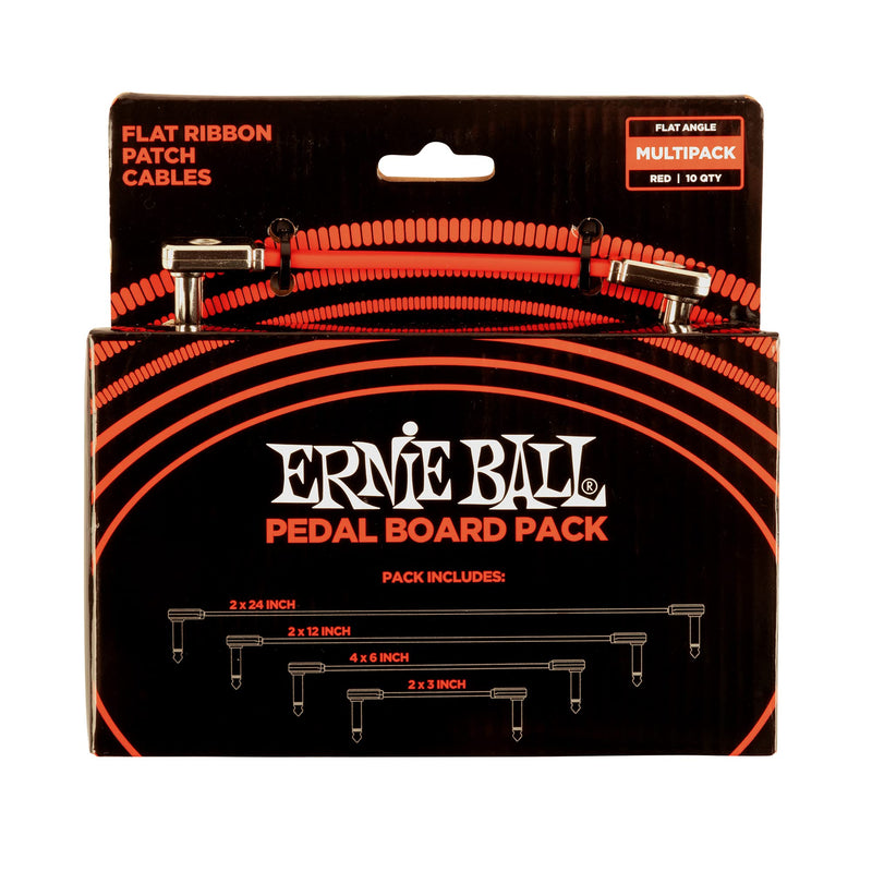 Ernie Ball Flat Ribbon Patch Cables Pedalboard Multi-Pack - Red Cable