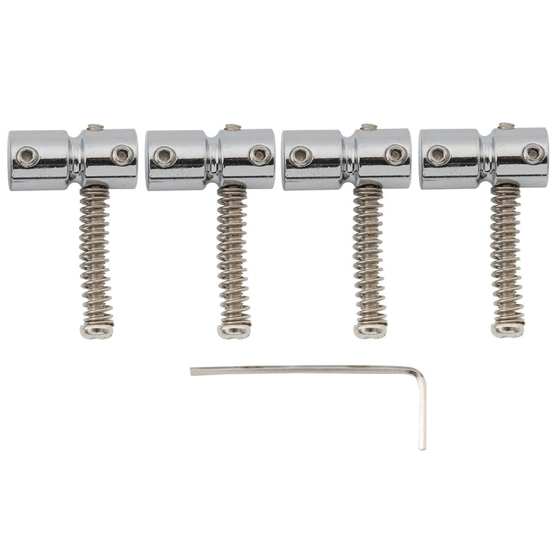 Musiclily Pro 19mm Steel Bass Bridge Saddles for 4-String Precision Jazz Bass, Chrome (Set of 4)