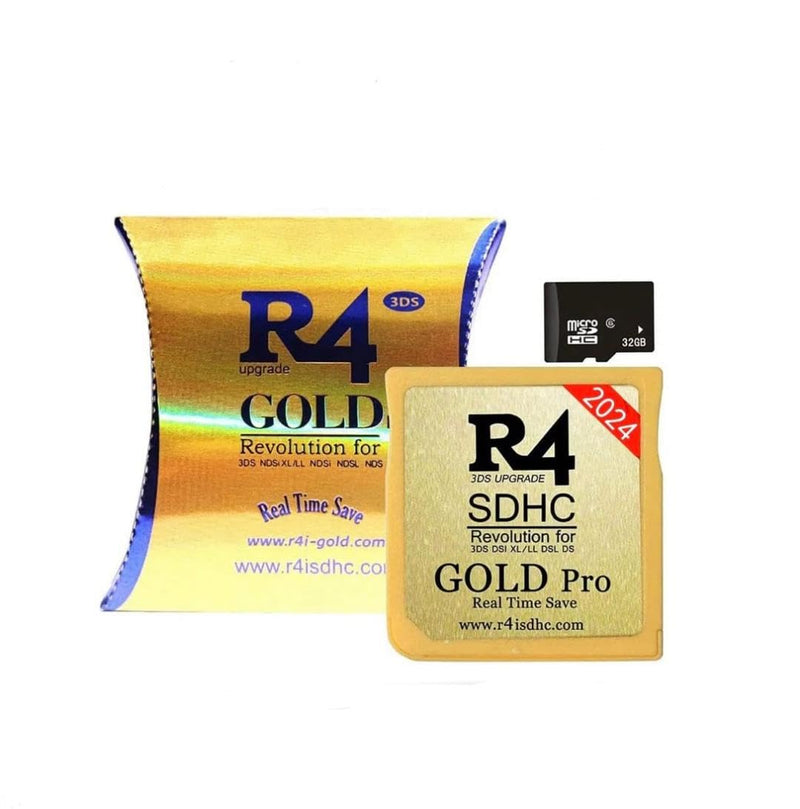 [AUSTRALIA] - R4 SDHC 2024 Gold Adapter with 32 GB Micro SD with YS Menu with 500 in 1 Will Work On DS DSI DSIXL 2DS 2DSXL 3DS 3DSXL 