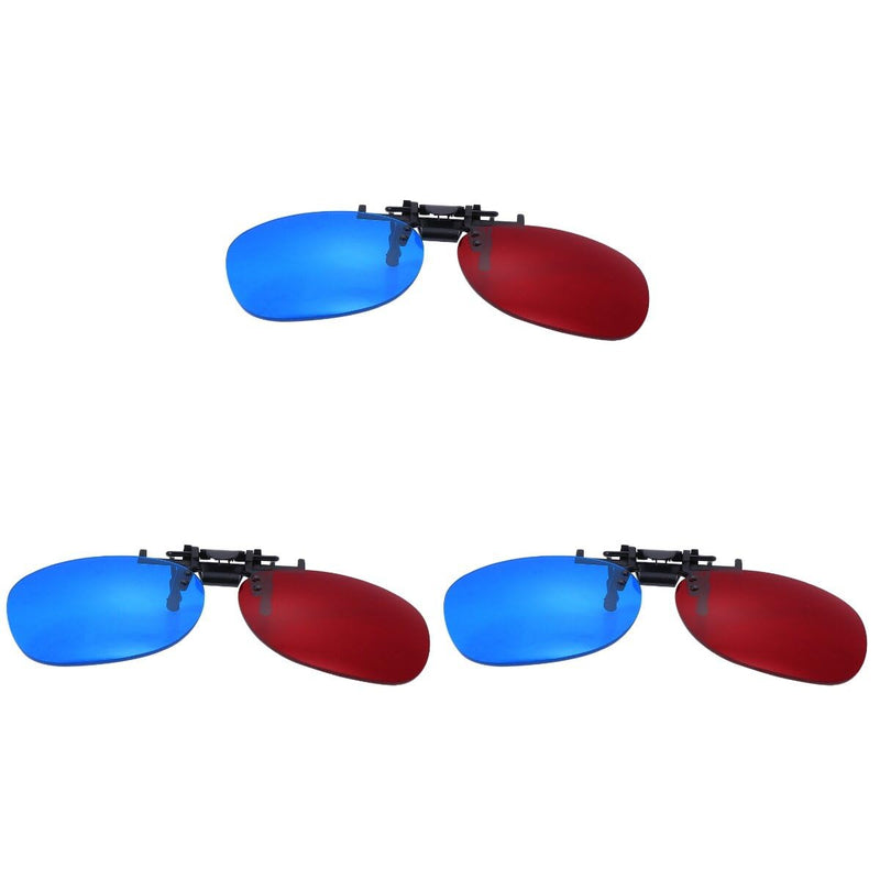 Milisten Red Blue 3D Clip on Glasses Frame 3pcs Cyan Anaglyph 3D Glasses Myopia Special Stereo Clip Glasses Hanging Frame for All 3D Movies Games TV