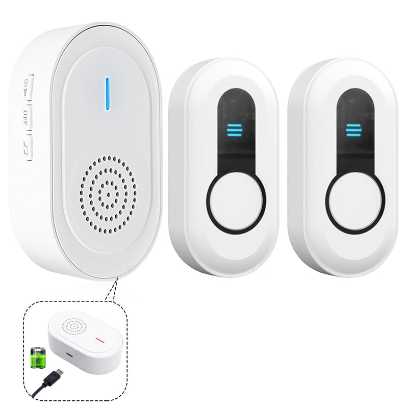 Caregiver Call Button Beeper Pager System Rechargeable & Portable Receiver with 500Ft Range Alert Button Call Bell for Elderly/Patient/Disabled at Home/Hospital/Clinic 2 buttons+1 receivers