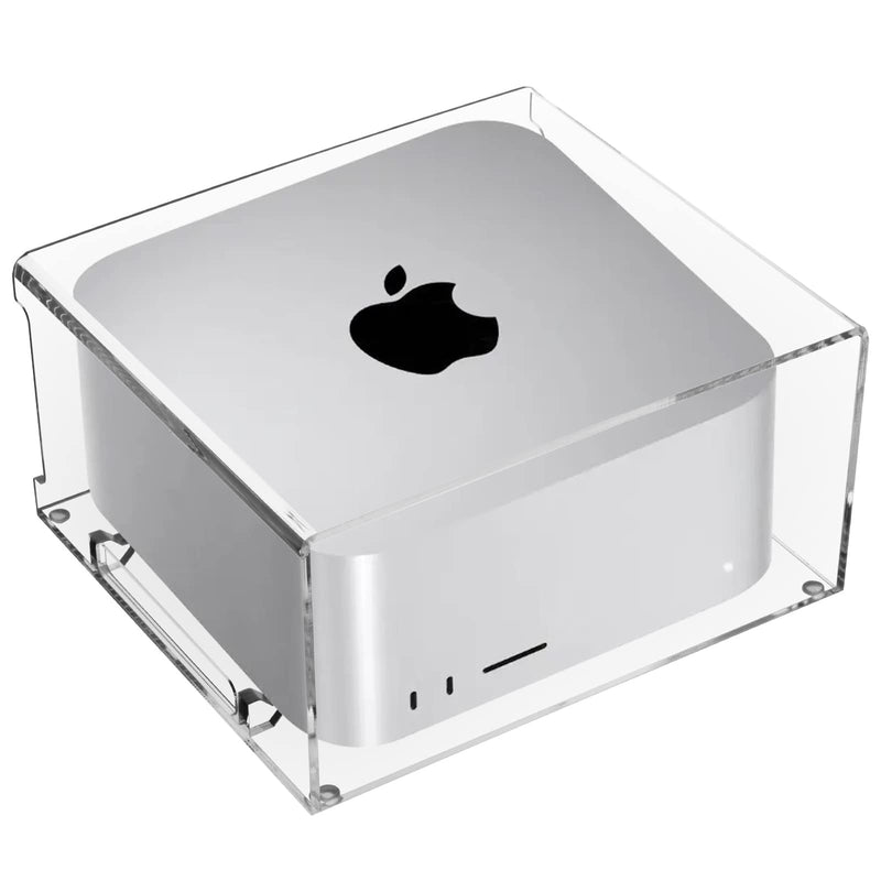 Acrylic Stand for Mac Studio M1-M4, Mac mini M1 M2 2010-2023 | Clear Desktop Holder, Stable Anti-Slip, Heat Dissipation, Space Saving, for 2010-2023 Models