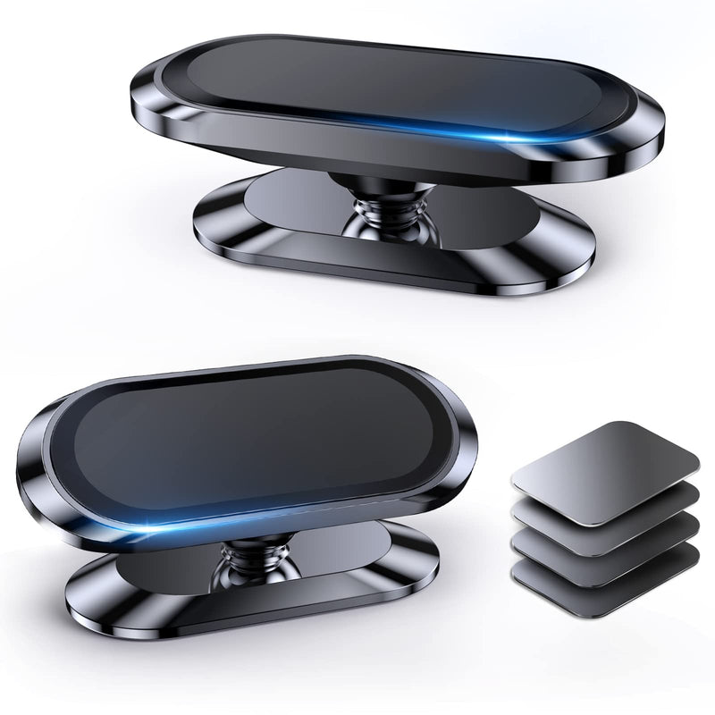 【2-PACK】Magnetic Phone Holder for Car Dash [ Super Magnet ] [ 4 Metal Plate ] Car Mount for Iphone Magnetic Car Mount for Cell Phone [ 360° Rotation ] Universal Dashboard Carmount Magnetic Phone Mount Black