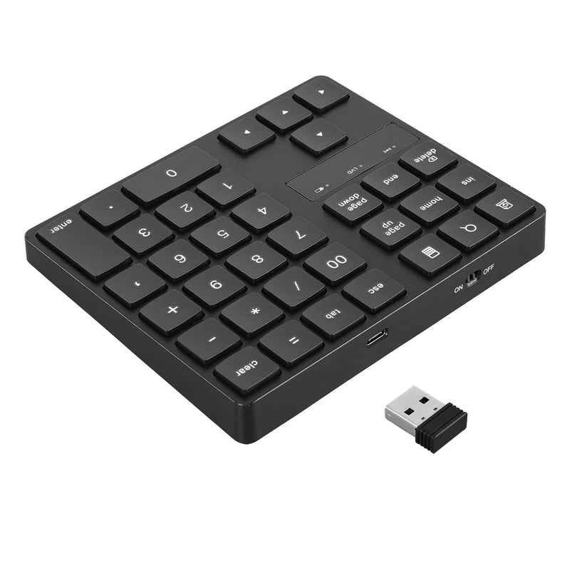 Wireless Number Pad, RaceGT Numeric Keypad Ultra-Silent Rechargeable 2.4G 35 Keys for Laptop,Desktop,PC, Notebook
