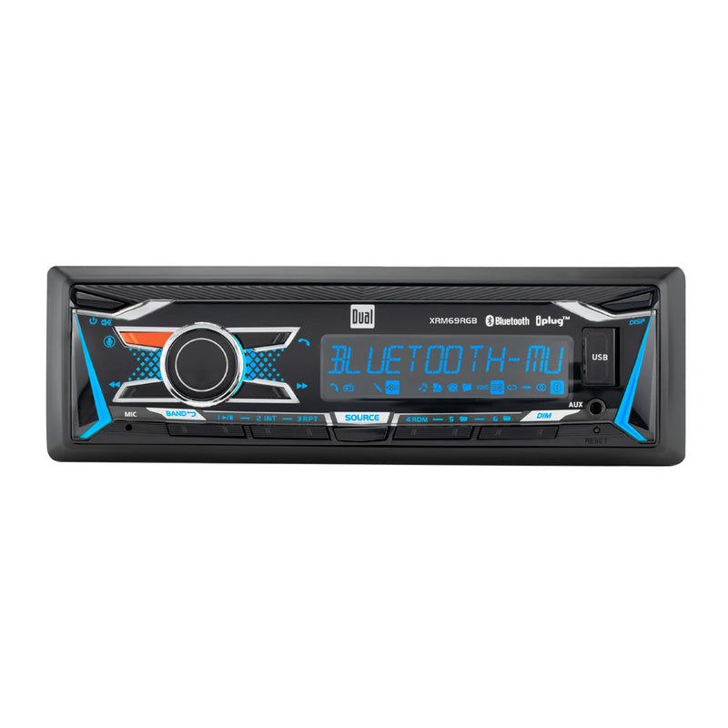 [AUSTRALIA] - Dual Electronics XRM69RGB | 12 Character LCD Single DIN Car Stereo | RGB Custom Colors | Push to Talk Assistant | Bluetooth Hands Free Calling Music Streaming | AM/FM | USB Playback & Charging 