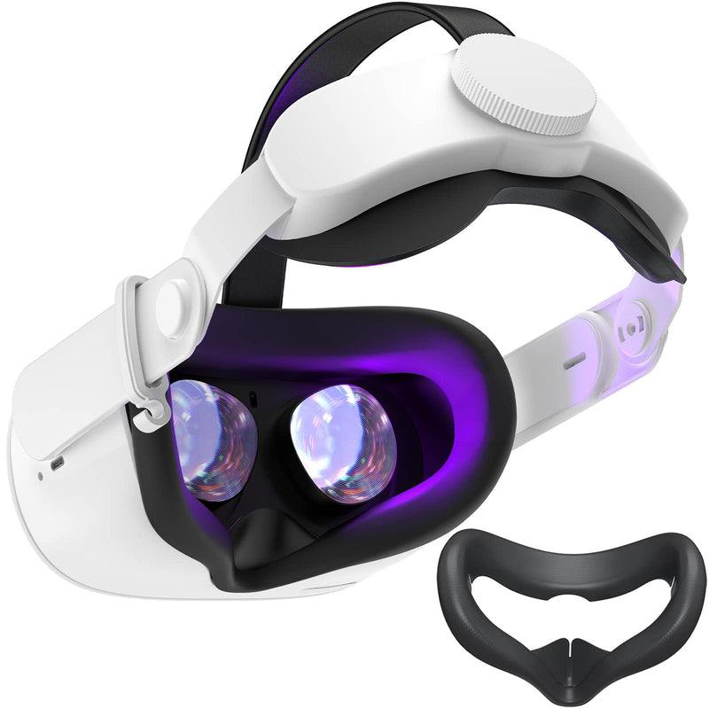 SUPERUS Head Strap & Silicone Face Cover Pad Compatible with Oculus/Meta Quest 2 Accessories, Enhanced Comfort, and Keep Your VR Headset Sweat-Free (Black) Head Strap + Face Cover