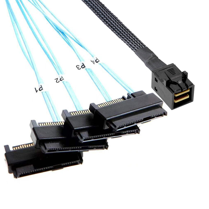 [AUSTRALIA] - Mini SAS to SAS Cable: 1M SFF-8643 to SAS SFF-8643 to SFF-8482 Connector 4X SAS with SATA Power Adapter Cable (3.3FT) 3.3FT 1Pack 