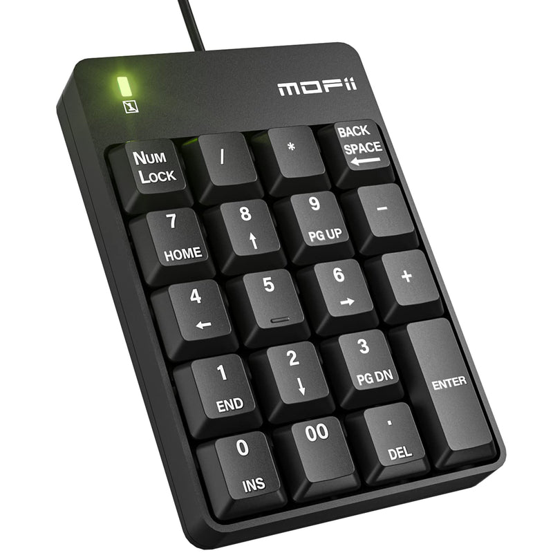 [AUSTRALIA] - MOFII Wired Number Pad Numeric Keypad Silent 19 Keys USB Numpad, Portable Financial Accounting Keyboard 10 Key for Laptop/Computer/PC/Notebook/Surface Pro - Black Wired Black kaypad 