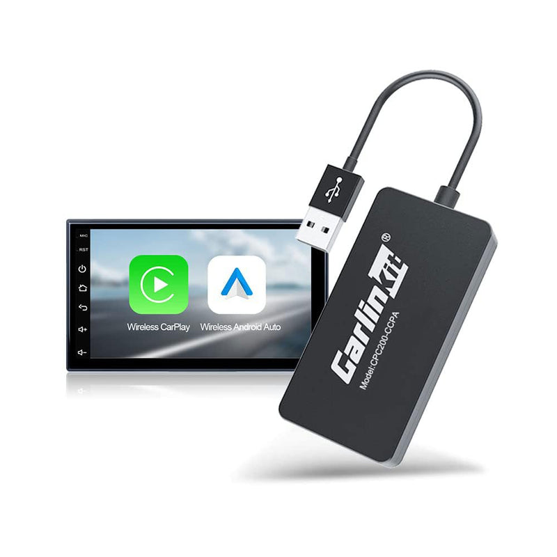 Carlinkit Wireless CarPlay USB Adapter CPC200-CCPA for Android Car Radios | for Android Version 4.4.2 or Above. APK must be installed. Supports screen mirroring. To Wireless CarPlay Android Auto