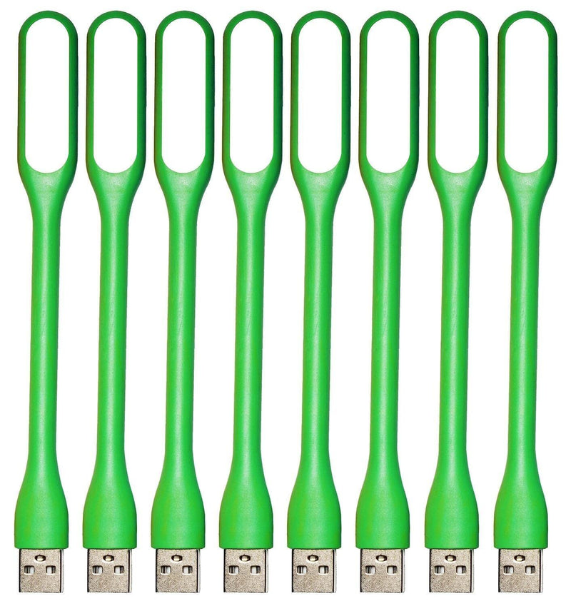 Kyfreshpower Mini USB LED Lamp, Adjustable USB Night Light, Compatible for Power Bank, Laptop, Notebook, Reading, Computer Keyboard USB Light (8-Pack, Green)