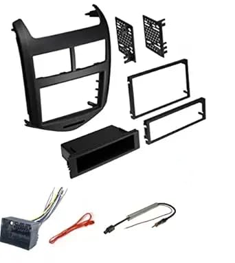 Car Stereo Install Dash Kit, Wire Harness, and AM/FM Radio Reception Antenna Adapter Combo -Made for Chevrolet: No Factory External Amp Vehicles: 2012 2013 2014 2015 2016 Sonic