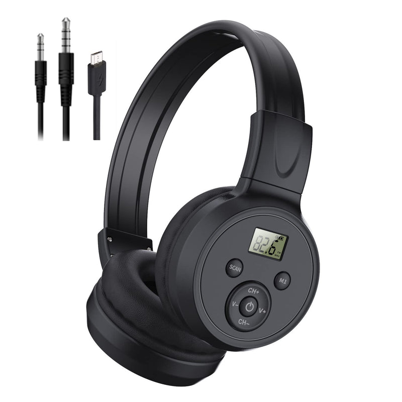 F4 Rechargeable & Portable Personal FM Radio Headphones with Best Reception, FM Headset Radio Receiver for Meeting, Daily Works, Hiking, Jogging