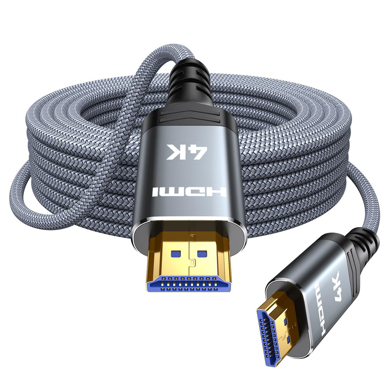 Highwings 4K Fiber Optic HDMI Cable 75FT Long Unidirectional HDMI Cord | High-Speed HDMI 2.0, 18Gbps, 48 bit, Braided, Ethernet, ARC, 3D, HDCP 2.2, ARC, HDR, Compatible with TV/ PS5/ Xbox/ Roku 75 feet 4K@UHD-1 Pack Grey