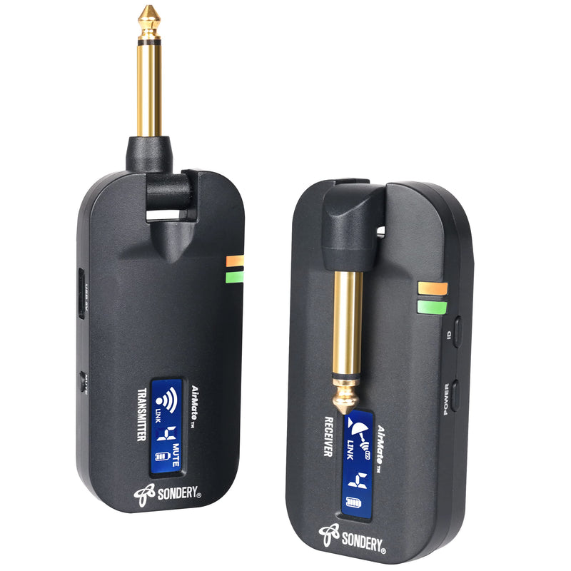 Sondery Wireless Transmitter Receiver System 5.8GHz with Display Screen for Easy Monitoring for Guitar Bass Keyboard Multi Instruments 24-bit High-Quality Audio Ultra-Low Latency Rechargeable
