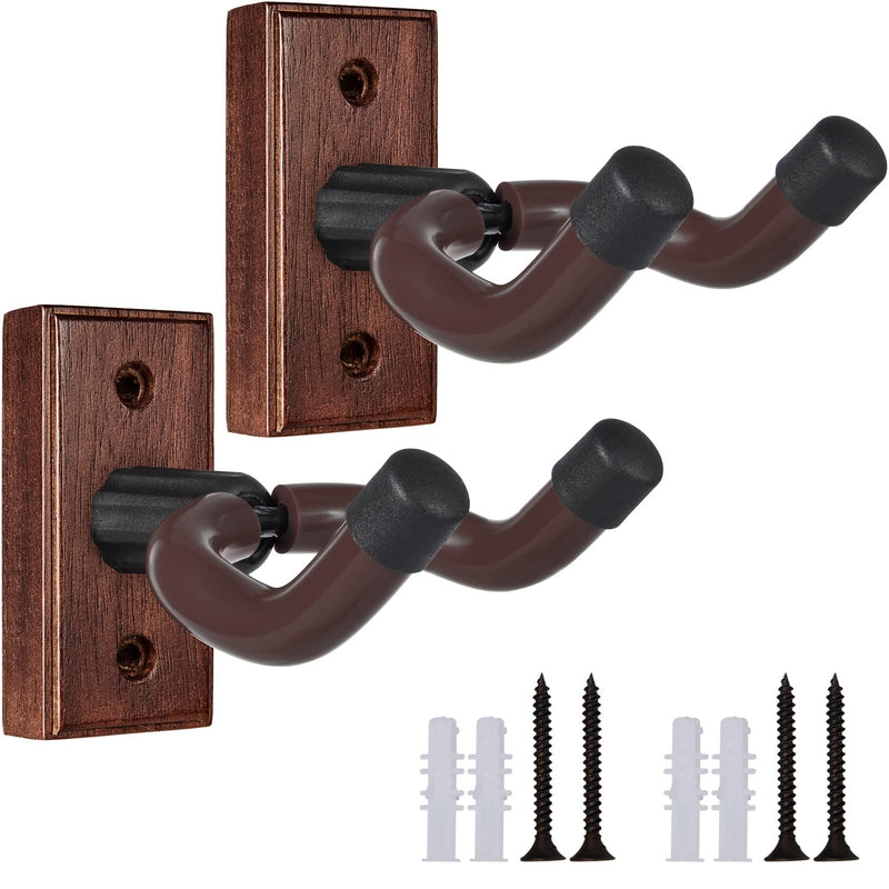 Sound harbor Guitar Wall Mount Brown Wood Guitar Hanger 2 Pack 2 Pack Brown walnut