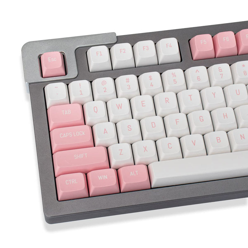 Pink White Keycaps Set 150 Keys MSA Profile Double Shot ISO/ANSI Layout for Cherry MX Switches Mechanical Gaming Keyboard Pink White