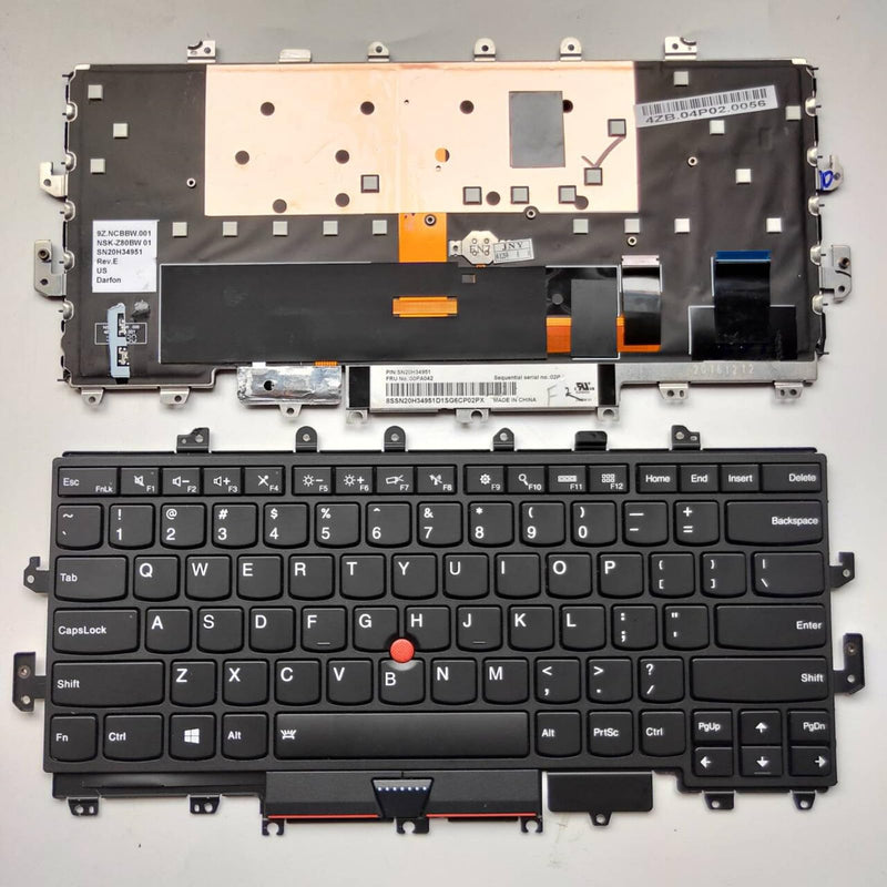 Laptop Replacement US Layout with Backlight with Pointer Keyboard for Lenovo ThinkPad X1 Yoga 1st gen 20FQ 20FR 2016 Black Frame 000PA054 00PA042 NSK-Z80BW SN20H34910 SN20H34951
