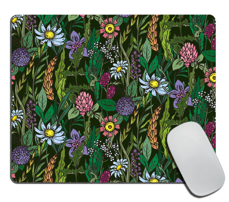 Wild Flowers Mouse Pad Green Mousepad Botanical Office Decor for Women Desk Accessories Floral Summer Mousepad Gift for Coworker Boss 9.5"x7.9"x0.12" Inch Wild Flowers