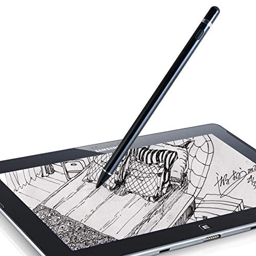 Active Stylus Pen for Android,iOS, iPad/iPad 2/New iPad 3/iPad4/iPad Pro/iPad Mini/iPad Mini 2/3 /4 and Most Tablet,1.5mm Fine Point Rechargeable Digital Stylus Pen（Black）