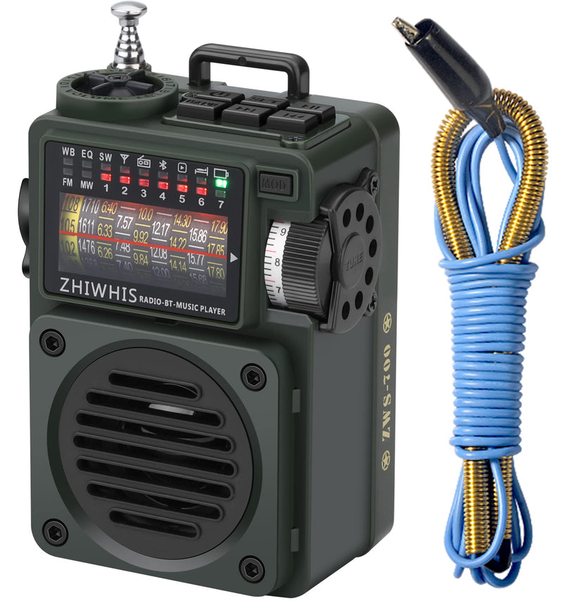 [AUSTRALIA] - ZHIWHIS Shortwave Radio with Bluetooth, Portable Radio with Sleep Timer, Weather AM FM Shortwave Radios with Best Sound, Retro Analog Tuner with Preset, Rechargeable MP3 Player Support MicroSD Card Grey 